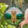 Golden Retriever Dog Colorful Stained Glass Art - Mountains Wildflowers Floral Wreath Stained Glass Suncatcher - 2
