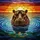 Majestic Hippopotamus Submerged Water Stained Glass Art - Sunset River Lake Gift Stained Glass Suncatcher - 5