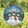Snowmen Winter Forest Stained Glass Mosaic Snow Drifts Tiffany Style Bare Evergreen Trees Stained Glass Suncatcher - 1
