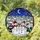 Snowmen Winter Village Night Sky Crescent Moon - Tiffany Glass Christmas Holiday Decor Stained Glass Suncatcher - 1