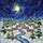 Snowy Winter Village Houses Evergreen Trees Full Moon Stars Stained Glass Holiday Gift Stained Glass Suncatcher - 5