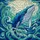 Intricate Colorful Blue Whale Stained Glass Ocean Waves Mosaic - Tiffany Style Art Stained Glass Suncatcher - 5