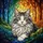 Fluffy Tabby Cat Stained Glass Mosaic Art - Intricate Amber Blue Green Jewel Tones Stained Glass Suncatcher - 5