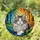 Fluffy Tabby Cat Stained Glass Mosaic Art - Intricate Amber Blue Green Jewel Tones Stained Glass Suncatcher - 1
