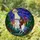 Bigfoot Riding Unicorn Flying Saucer Stained Glass Cosmic Night Sky Full Moon Pine Forest Stained Glass Suncatcher - 1