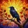 Black Crow Autumn Leaves Tiffany Stained Glass Sunset - Iridescent Jewel Tones Stained Glass Suncatcher - 5