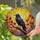 Black Crow Autumn Leaves Tiffany Stained Glass Sunset - Iridescent Jewel Tones Stained Glass Suncatcher - 2