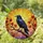 Black Crow Autumn Leaves Tiffany Stained Glass Sunset - Iridescent Jewel Tones Stained Glass Suncatcher - 1