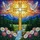 Golden Cross Doves Daisy Mountain River Waterfall Landscape - Christian Faith Art Gift Stained Glass Suncatcher - 5
