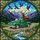 Vintage Green Truck Buck Fawn Birds Majestic Mountain Forest Stained Glass Jewel Tone Art Stained Glass Suncatcher - 5