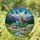Vintage Green Truck Buck Fawn Birds Majestic Mountain Forest Stained Glass Jewel Tone Art Stained Glass Suncatcher - 1