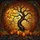 Gnarled Ancient Tree Full Moon Bats Pumpkins Tiffany Style - Autumn Fall Decor Gift Stained Glass Suncatcher - 5