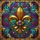 Golden Fleur-de-lis Tiffany Stained Glass Jewel Tone Embossed Metallic Scrollwork Stained Glass Suncatcher - 5