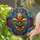 Golden Fleur-de-lis Tiffany Stained Glass Jewel Tone Embossed Metallic Scrollwork Stained Glass Suncatcher - 2