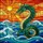 Majestic Sea Dragon Leviathan Sunset Ocean Waves Tiffany Glass Intricate Seascape Stained Glass Suncatcher - 5