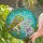 Woman Rabbit Nuzzling - Glowing Tiffany Stained Glass Flowers Aqua Teal Decor Gift Stained Glass Suncatcher - 2