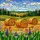 Tiffany Stained Glass Three Hay Bales Wildflowers - Detailed Pastoral Landscape Art Stained Glass Suncatcher - 5