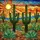 Saguaro Cacti Agave Desert Landscape Glowing Sun Tiffany Glass Jewel Tones High Contrast Stained Glass Suncatcher - 5