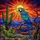Macaw Stained Glass Desert Sunset Sunburst - Tiffany Saguaro Cactus Jewel Tones Stained Glass Suncatcher - 5
