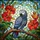 African Grey Parrot Stained Glass Tropical Flowers - Window Art Decor for Bird Lovers Stained Glass Suncatcher - 5