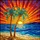 Tropical Beach Palm Trees Stained Glass Mosaic - Ocean Sunset Scene Stained Glass Suncatcher - 5