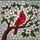 Red Cardinal Bird Dogwood Blossoms Stained Glass Mosaic Art Gnarled Branch Jewel Tones Stained Glass Suncatcher - 5
