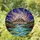 Open Book Mountain Lake Landscape - Cosmic Nebula Glowing Night Sky Stained Glass Stained Glass Suncatcher - 1