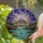 Open Book Mountain Lake Landscape - Cosmic Nebula Glowing Night Sky Stained Glass Stained Glass Suncatcher - 2