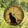 Black Cat Stained Glass Window, Ivy, Ancient Books - Arched Glowing Jewel Tone Art Gift Stained Glass Suncatcher - 1