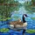 Canada Goose Gosling Stained Glass Pond Mosaic Artwork - Detailed Tiffany Scenery Gift Stained Glass Suncatcher - 5