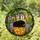 Black Cat Sleeping Curled Up Tiffany Stained Glass Purple Wisteria Orange Basket Stained Glass Suncatcher - 1