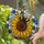 Bumblebee Sunflower Honeycomb Stained Glass - Tiffany Style Hexagonal Jewel Tones Stained Glass Suncatcher - 2
