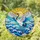 Majestic White Crane Tiffany Stained Glass Radiant Sun Swirling Waves Seascape Art Stained Glass Suncatcher - 1