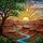 Tiffany Stained Glass Setting Sun Canyon Landscape - Intricate River Tree Mosaic Art Stained Glass Suncatcher - 5