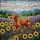 Intricate Stained Glass Vizsla Dog Sunflowers Lavender Mountain Landscape Jewel Tones Stained Glass Suncatcher - 5