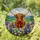 Highland Cow Wildflower Meadow - Green Hills Blue Mountains Intricate Stained Glass Mosaic Stained Glass Suncatcher - 1