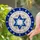 Jewish Star of David Tiffany Glass Art - Deep Blue Teal White Intricate Window Decor Stained Glass Suncatcher - 2