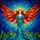 Ethereal Woman Red Wings Golden Halo - Tiffany Style Stained Glass Cosmic Mosaic Jewel Tone Stained Glass Suncatcher - 5