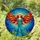 Ethereal Woman Red Wings Golden Halo - Tiffany Style Stained Glass Cosmic Mosaic Jewel Tone Stained Glass Suncatcher - 1