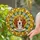 Beagle Mix Puppy White Daisy Wreath 'BUDDY' Stained Glass Tiffany Amber Yellow Geometric Stained Glass Suncatcher - 2