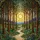 Radiant Sun Forest Path Stained Glass Intricate Trees Artwork - Tiffany Glass Jewel Tones Gift Stained Glass Suncatcher - 5