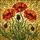 Vibrant Poppy Flowers Stained Glass Mosaic Art Jewel Tones Golden Amber Cream Fields Stained Glass Suncatcher - 5