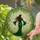 Graceful Woman Emerald Gown Stained Glass Sunlit Clearing Green Leaves Vines Jewel Tones Tiffany Art Stained Glass Suncatcher - 2