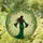 Graceful Woman Emerald Gown Stained Glass Sunlit Clearing Green Leaves Vines Jewel Tones Tiffany Art Stained Glass Suncatcher - 1