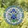 Blue Floral Stained Glass Mosaic Suncatcher with Indigo Iris & Bellflower Jewel Tones Stained Glass Suncatcher - 1