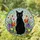 Black Cat Yellow Eyes Spring Flowers Stained Glass Tiffany Mosaic Art - Cat Lover Gift Stained Glass Suncatcher - 1
