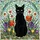 Black Cat Yellow Eyes Spring Flowers Stained Glass Tiffany Mosaic Art - Cat Lover Gift Stained Glass Suncatcher - 5