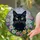 Black Cat Stained Glass Mosaic Spring Flowers Floral Green Foliage - Tiffany Style Art Stained Glass Suncatcher - 2