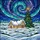 Winter Village Christmas Tree Starry Night Aurora Borealis Glowing Tiffany Holiday Art Stained Glass Suncatcher - 5
