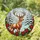 Stag Antlers Poinsettia Snowy Winter Forest - Tiffany Glass Christmas Holiday Decor Gift Stained Glass Suncatcher - 1